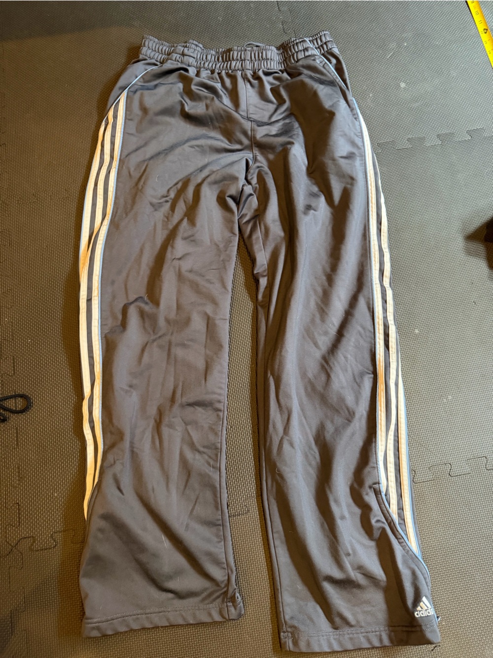 adidas Men’s Charcoal Track Pants with grey Side Stripes